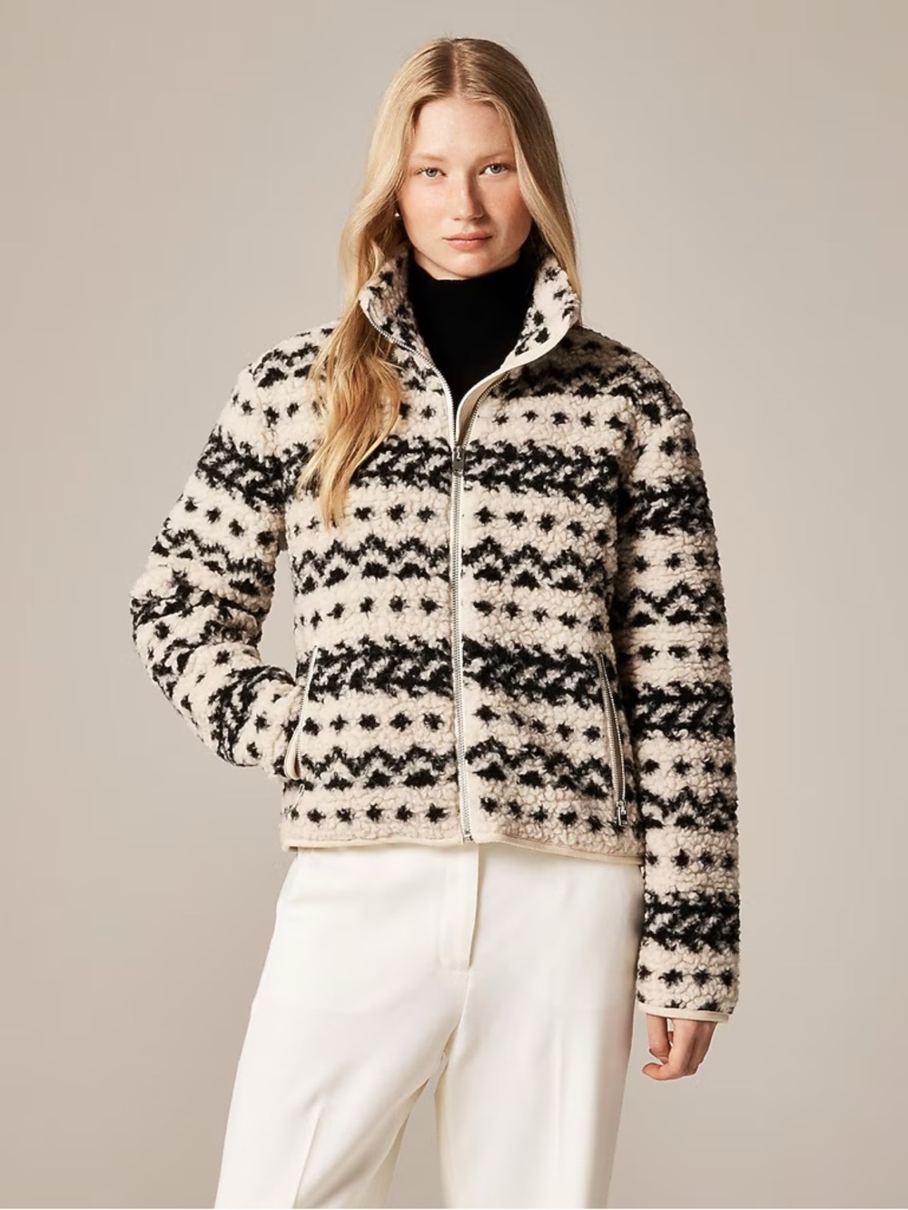 🆕 J. Crew sherpa fleece zip up jacket in jacquard